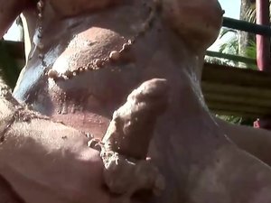 Big boobed shemale is jerking off until messy cumshot