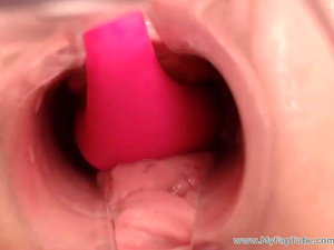 Sexy girls uses speculum and vibrator