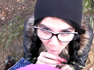 Emo chick has sex in the woods