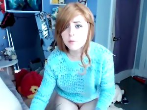 Redhead teen babe squirts and cums hard on webcam