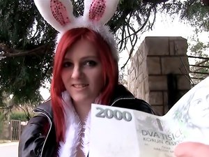 Hot Easter bunny girl fucked outside